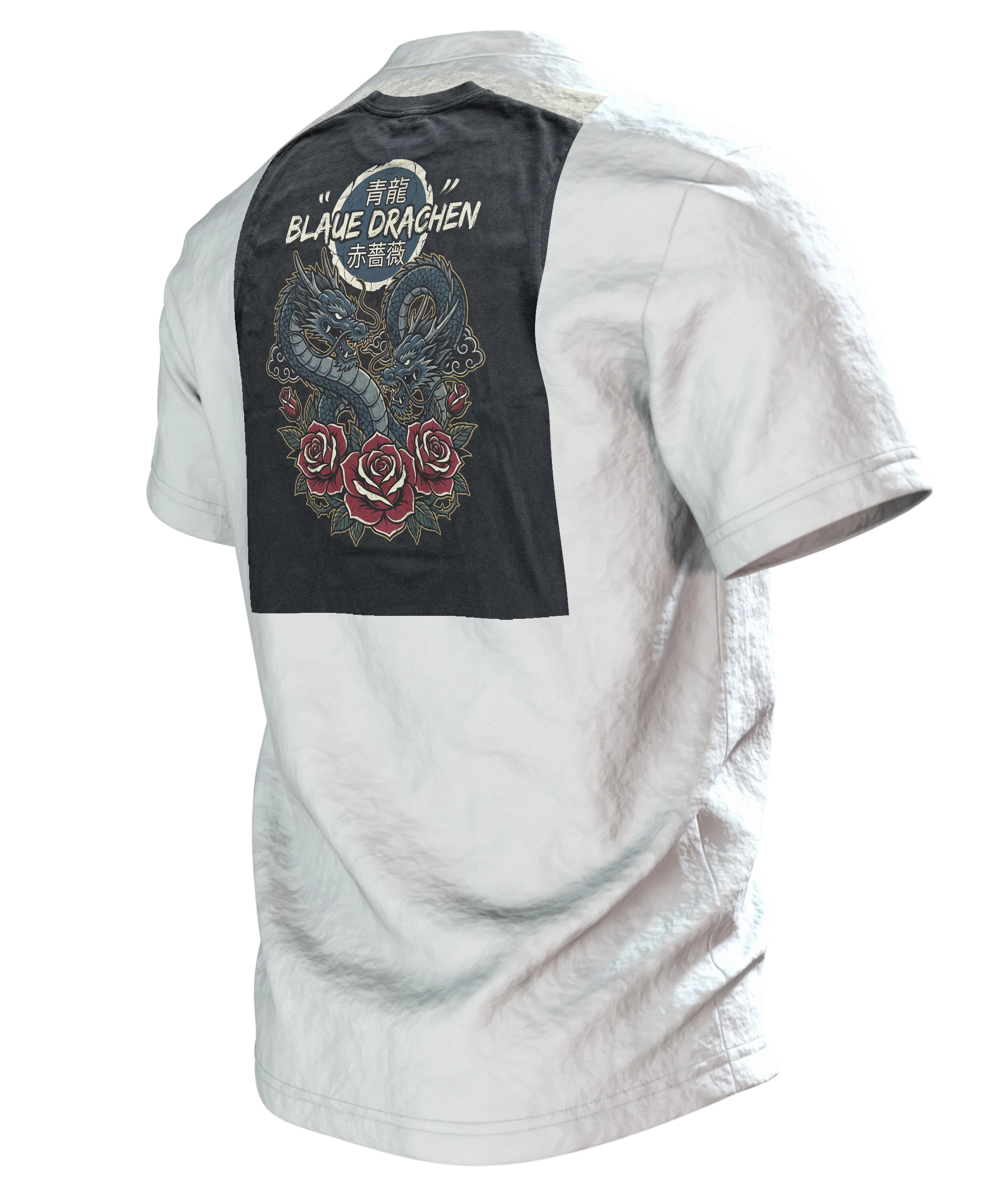Asiatischer Drache T-Shirt, Rückseite schräg links