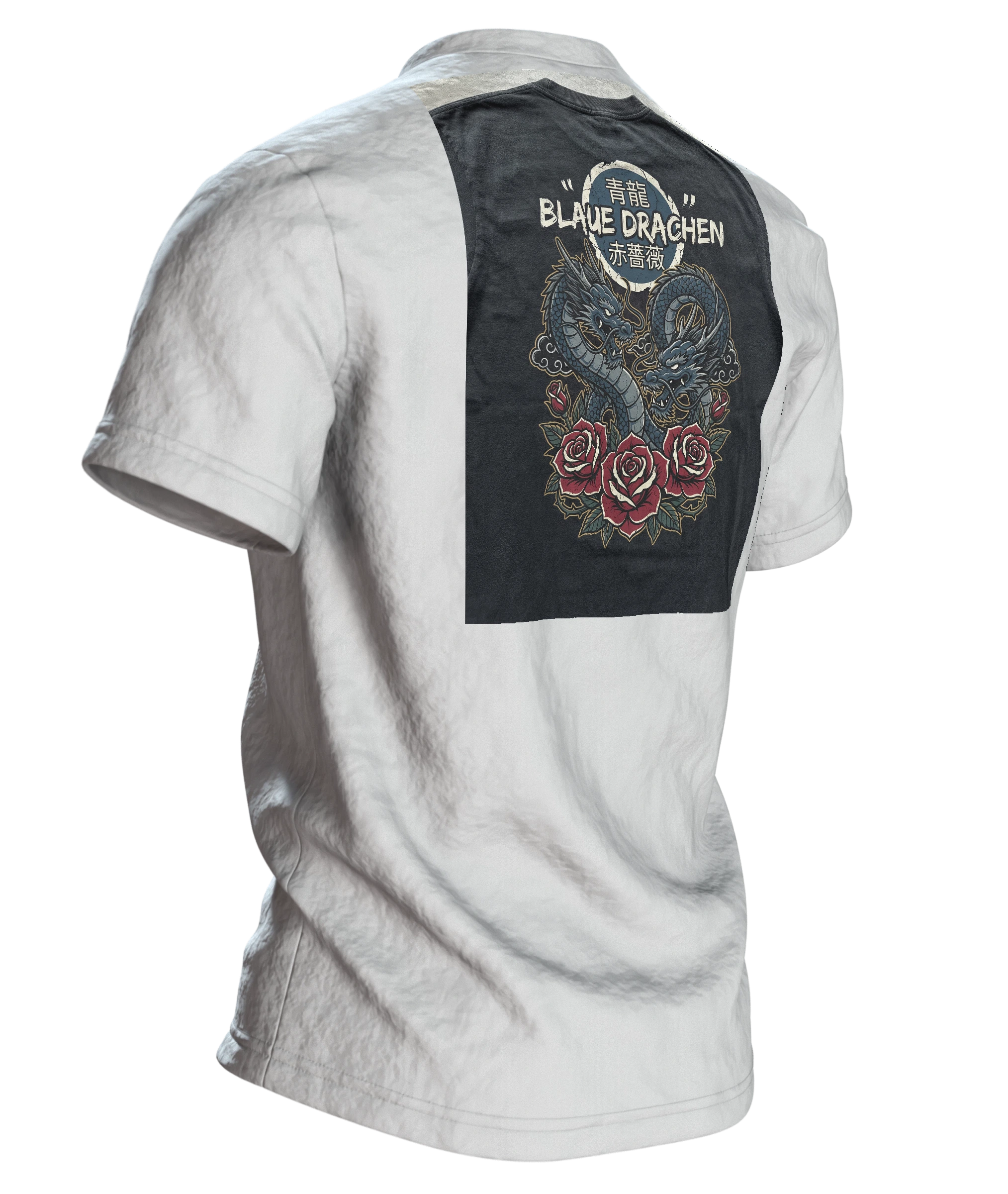 Asiatischer Drache T-Shirt, Rückseite schräg rechts