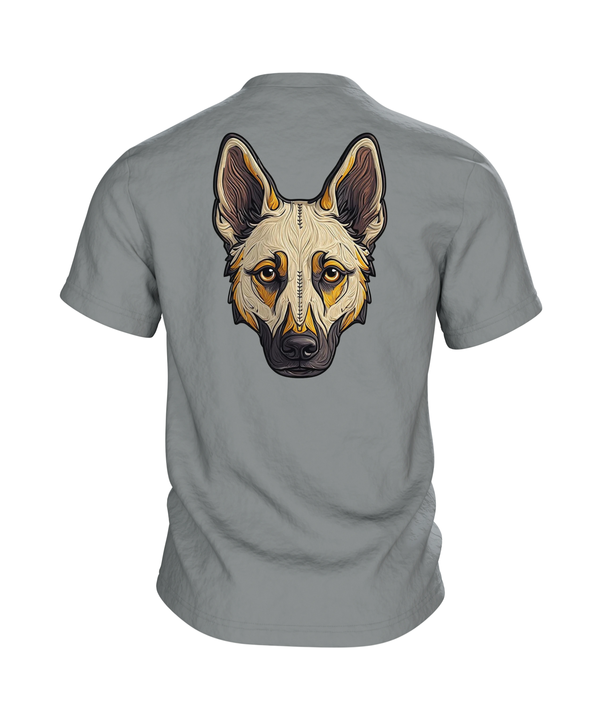Schäferhund Stickerei-Optik Wappen Baumwoll T-Shirt — Rückseite
