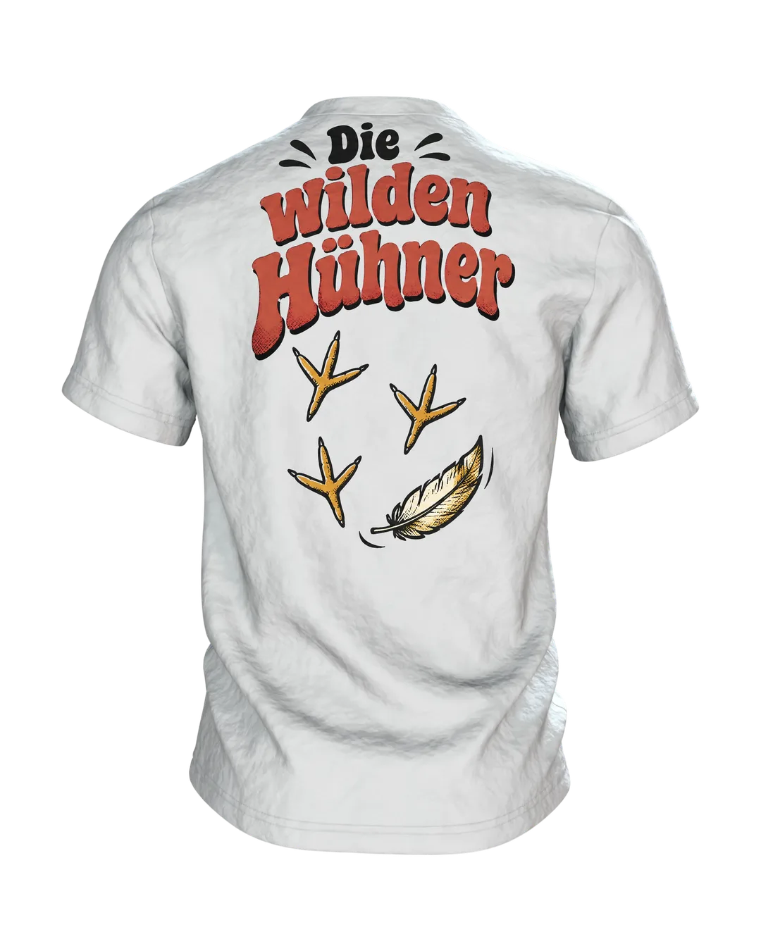 Auch ein blindes Huhn trinkt mal einen Korn T-Shirt: Retro-Huhn mit Cocktail, Saufspruch vorn, Rückenprint, Rückseite