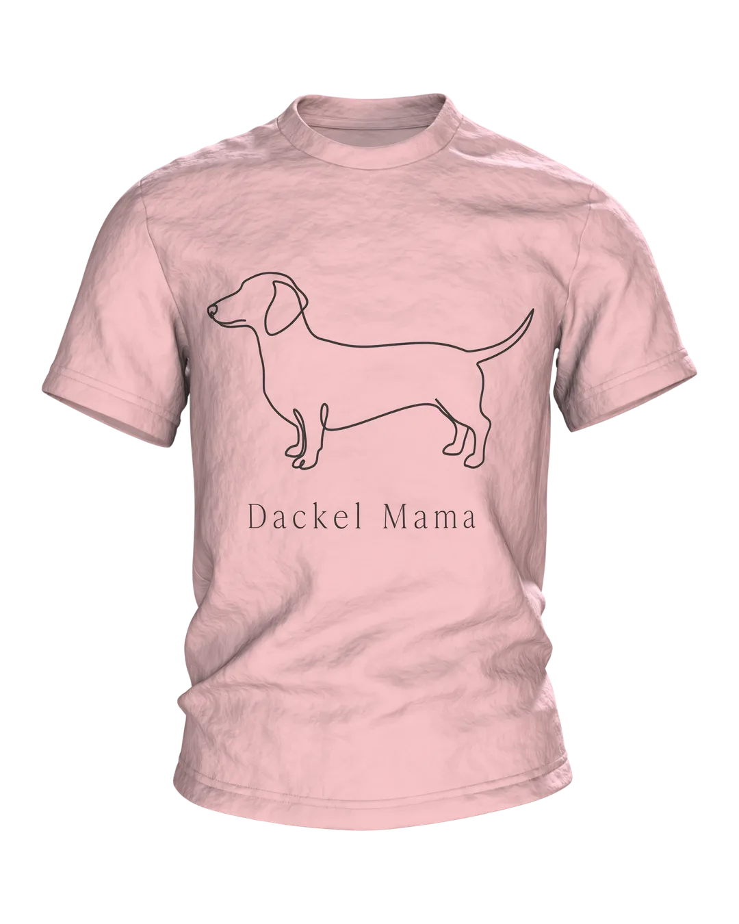 Dackel Mama T-Shirt, minimalistische Dackel Linienkunst mit Schriftzug auf dem Rücken