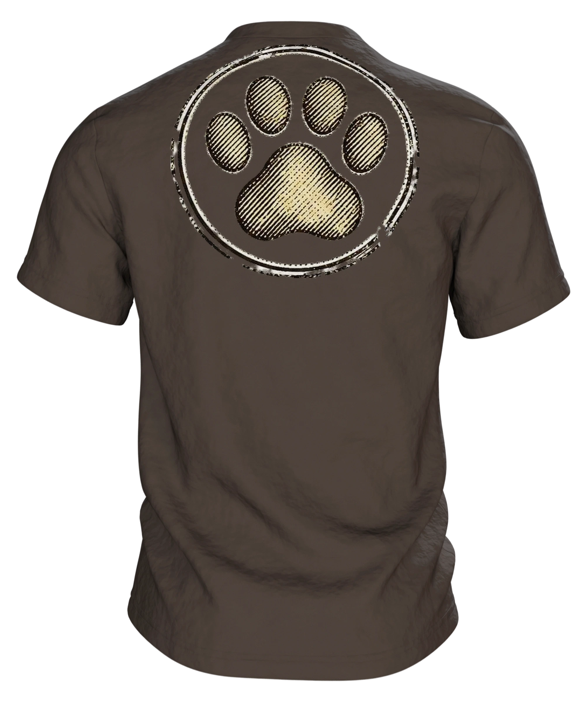 Dackel Mama T-Shirt, Vintage Gravur-Emblem im Used-Look mit Pfoten-Stempel, Rückseite