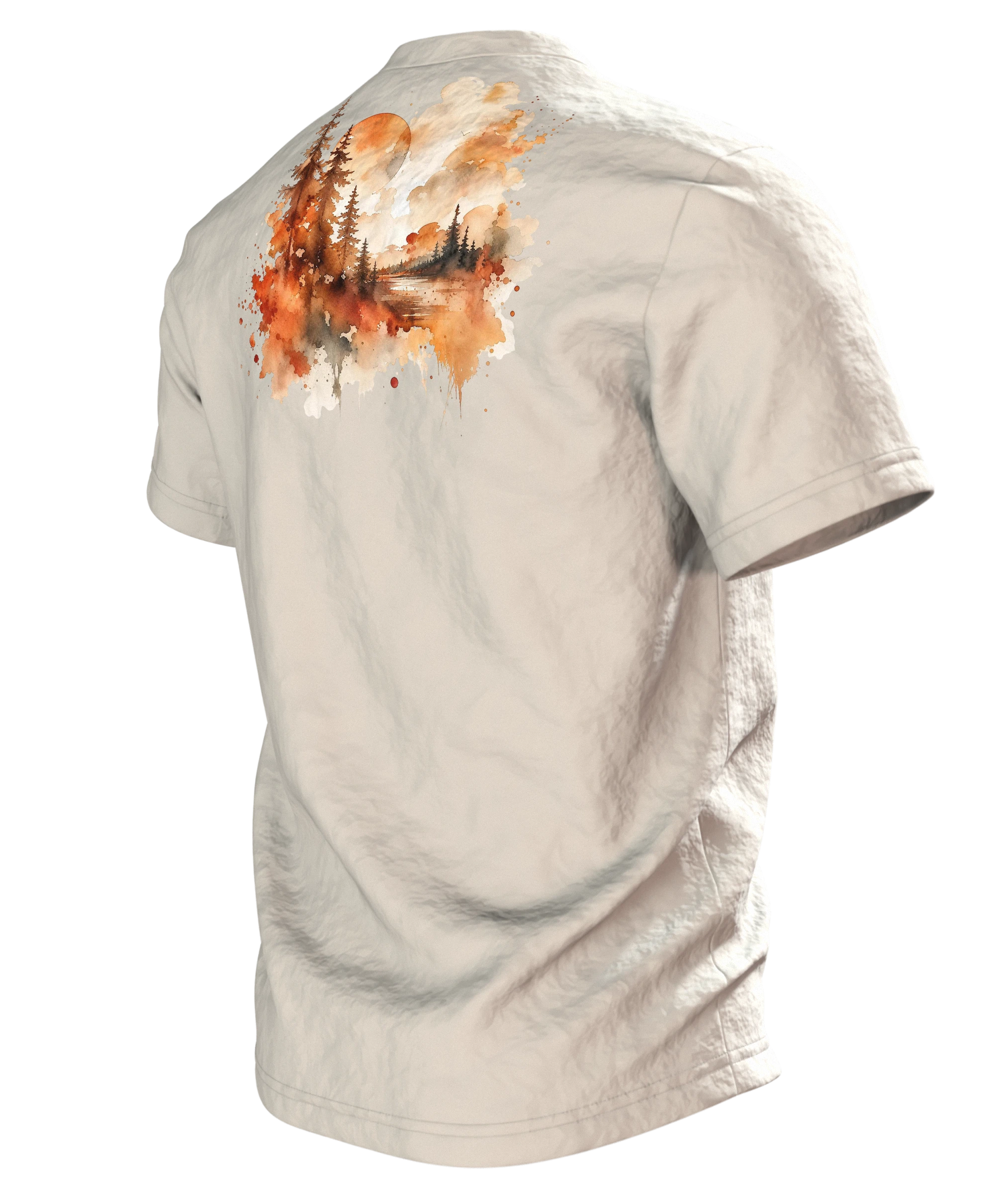 Dackel Mama T-Shirt, Aquarell Dackel Porträt im Herbstlook, Rückseite schräg links