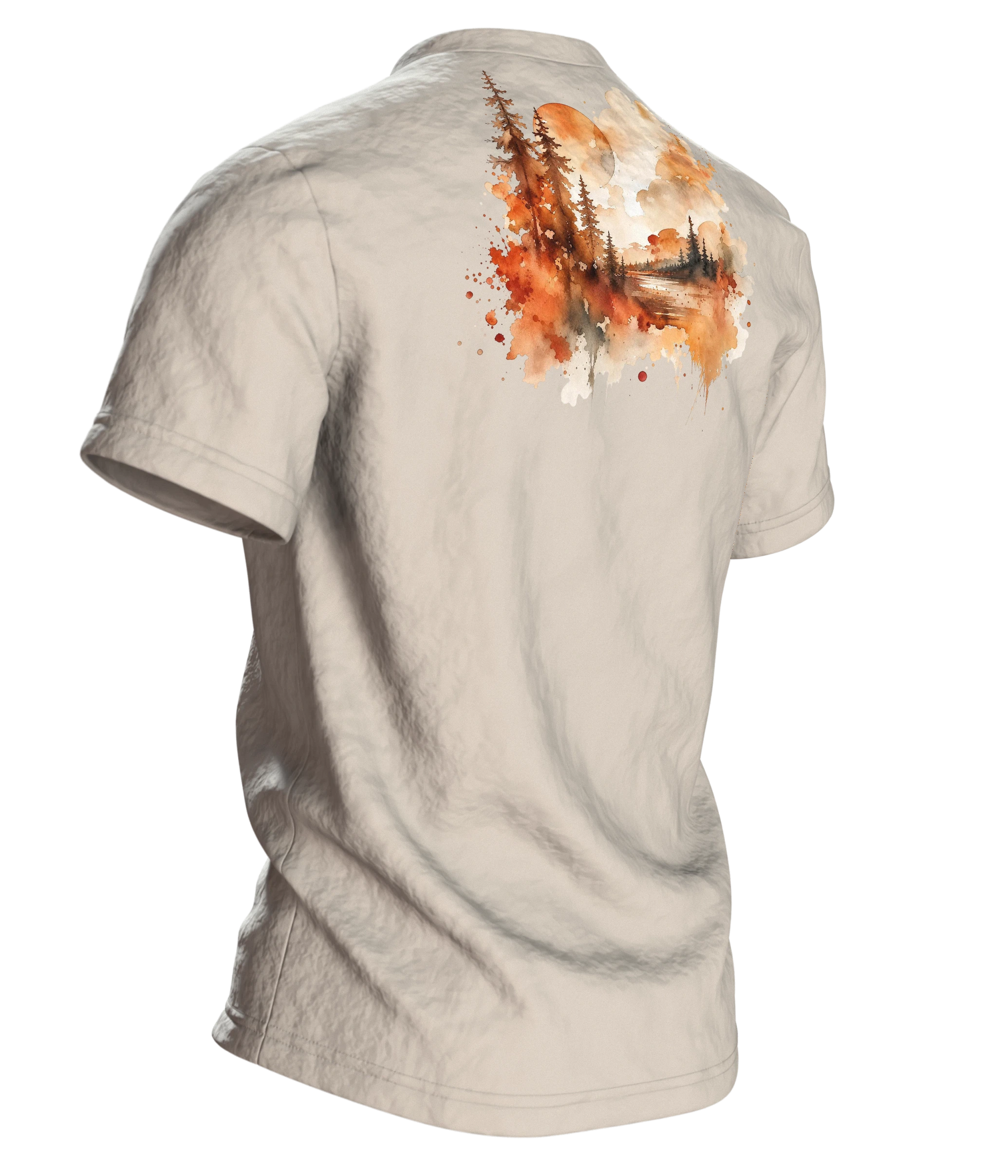 Dackel Mama T-Shirt, Aquarell Dackel Porträt im Herbstlook, Rückseite schräg rechts