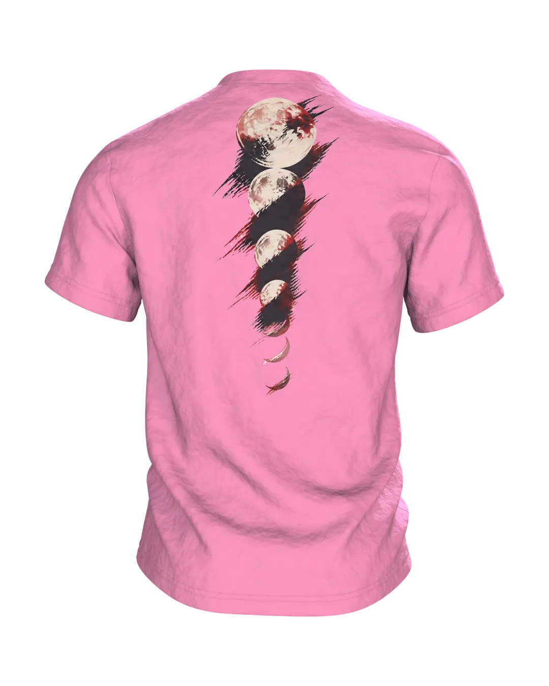 Samurai Silhouette T-Shirt: Mystischer Roter Mond, Rückseite