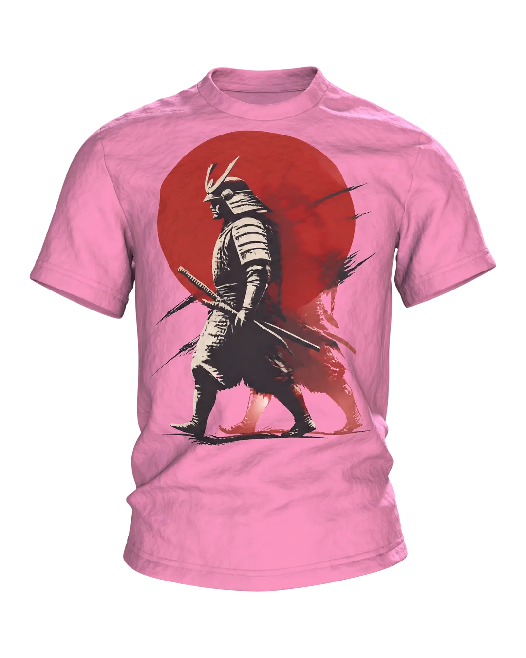 Samurai Silhouette T-Shirt: Mystischer Roter Mond, Vorderseite