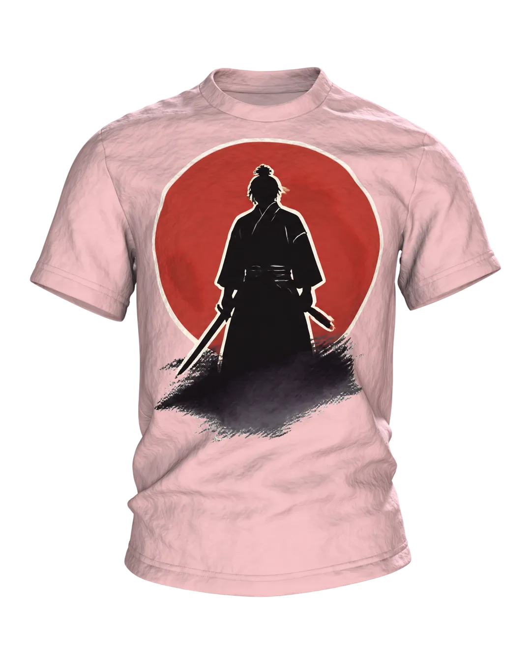 Samurai Silhouette Roter Mond T-Shirt: Mystisches Design