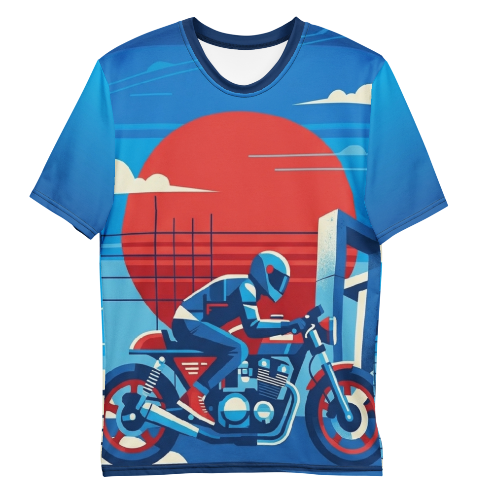Retro Motorrad T-Shirt – Synthwave Rider