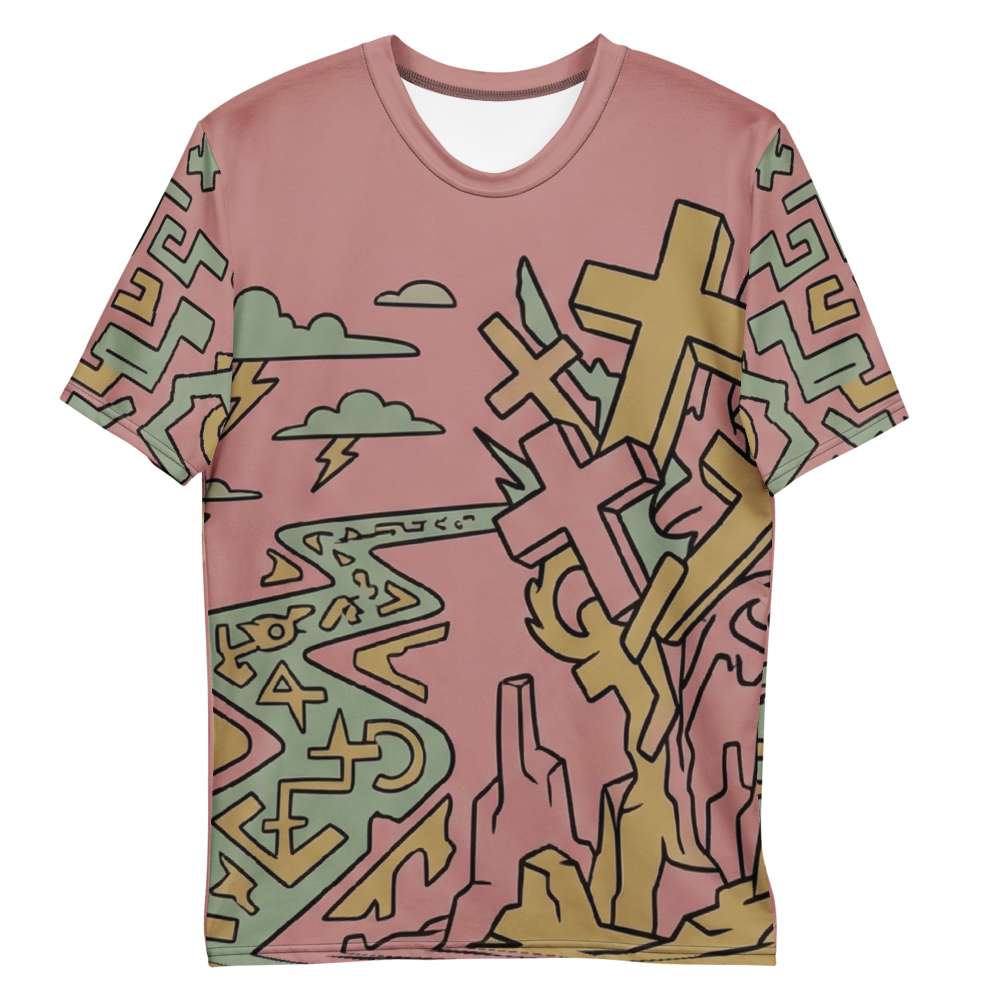 Surreale Kreuze T-Shirt – Mystischer Pfad