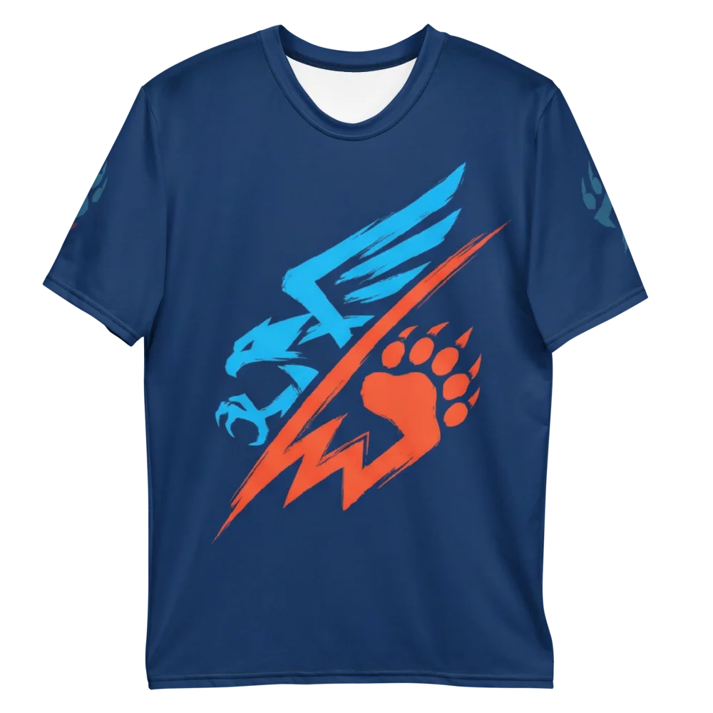 Adler Bear Clash T-Shirt — Mascot Logo Cyan Orange