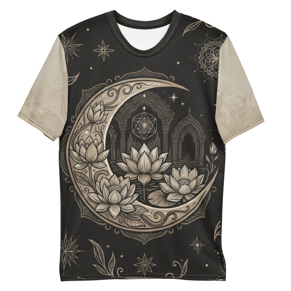 Mystisches Sonne & Mond T-Shirt – Spirituelle Line-Art