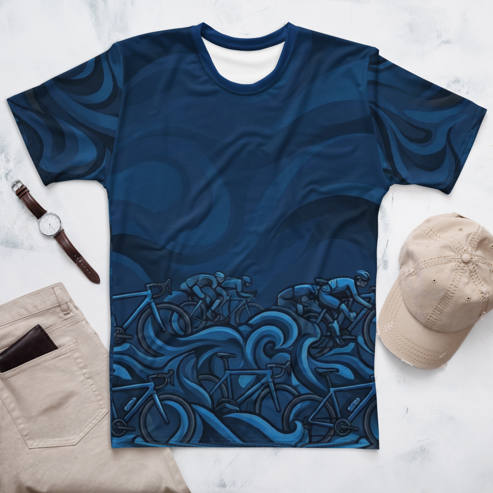 Rennrad Peloton T-Shirt – Blaue Dynamik