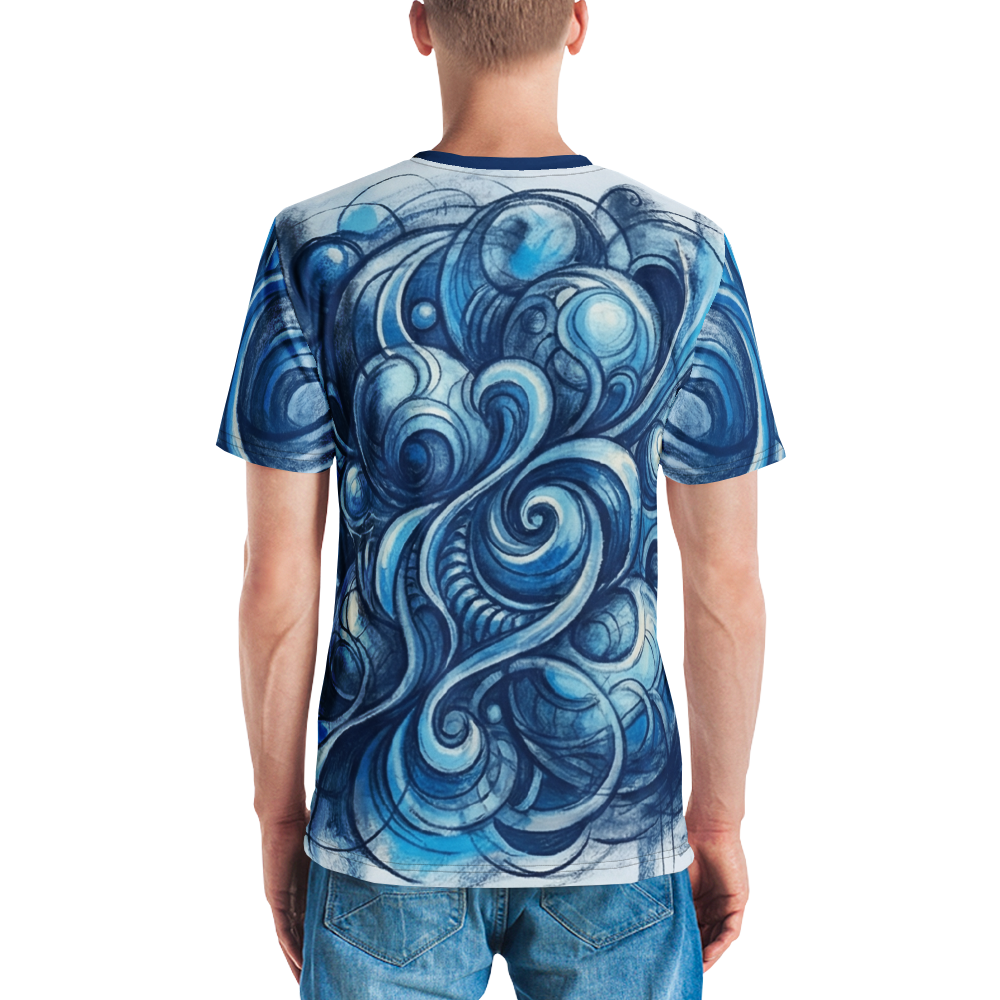 Abstrakte Blaue Sphären T-Shirt – Dynamisches Design