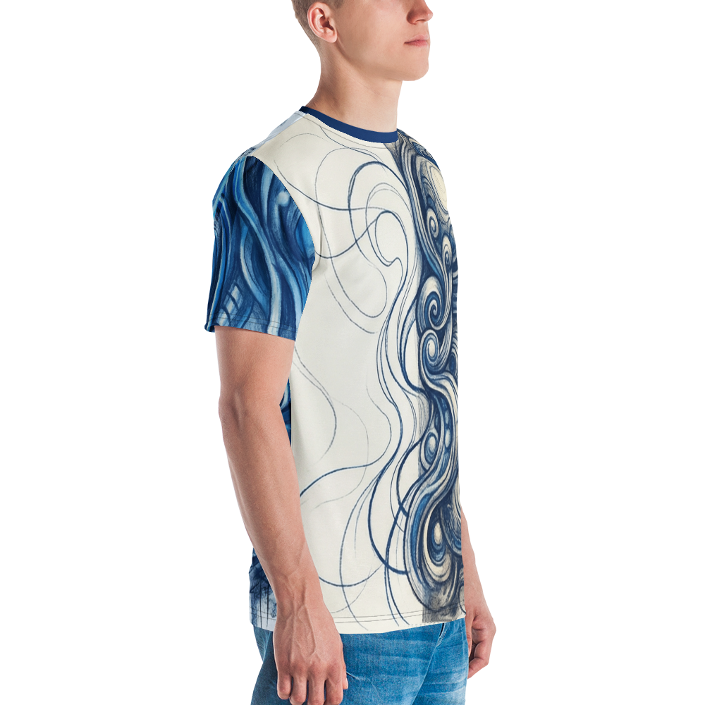 Abstrakte Blaue Sphären T-Shirt – Dynamisches Design