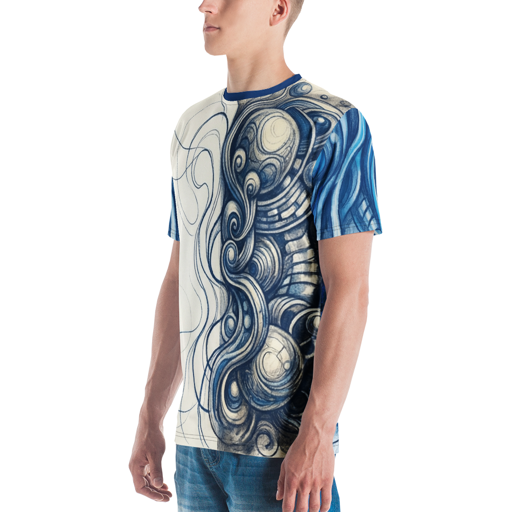 Abstrakte Blaue Sphären T-Shirt – Dynamisches Design
