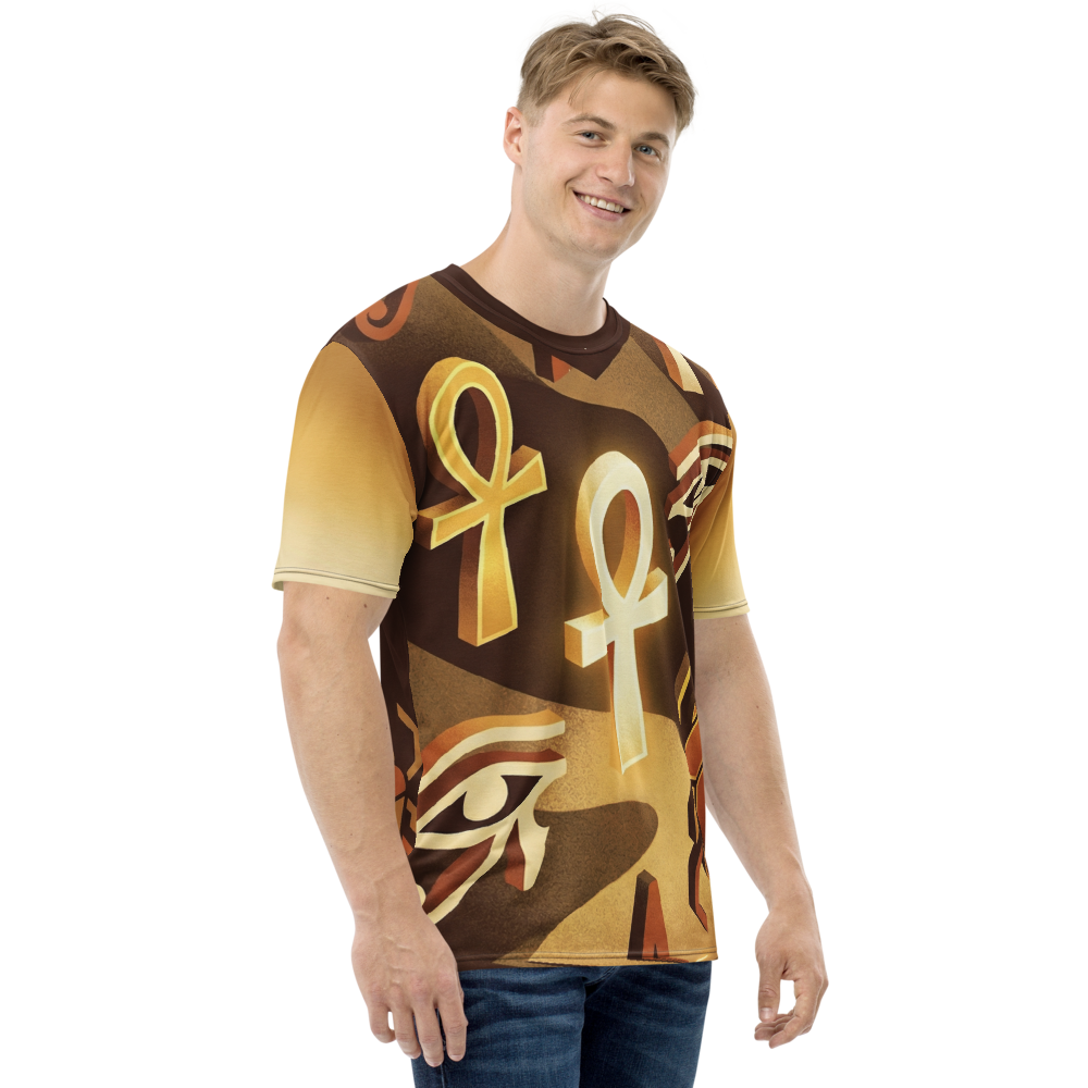Goldenes Ankh & Skarabäus T-Shirt – Ägyptische Mystik