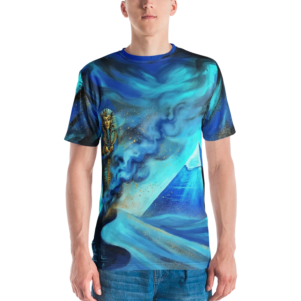 Pharao Pyramide T-Shirt — Aquarell Blau Türkis
