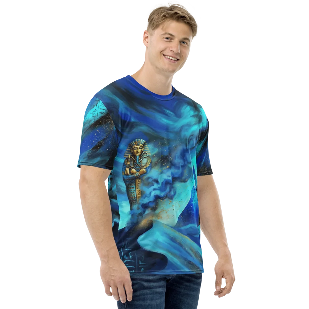 Pharao Pyramide T-Shirt — Aquarell Blau Türkis
