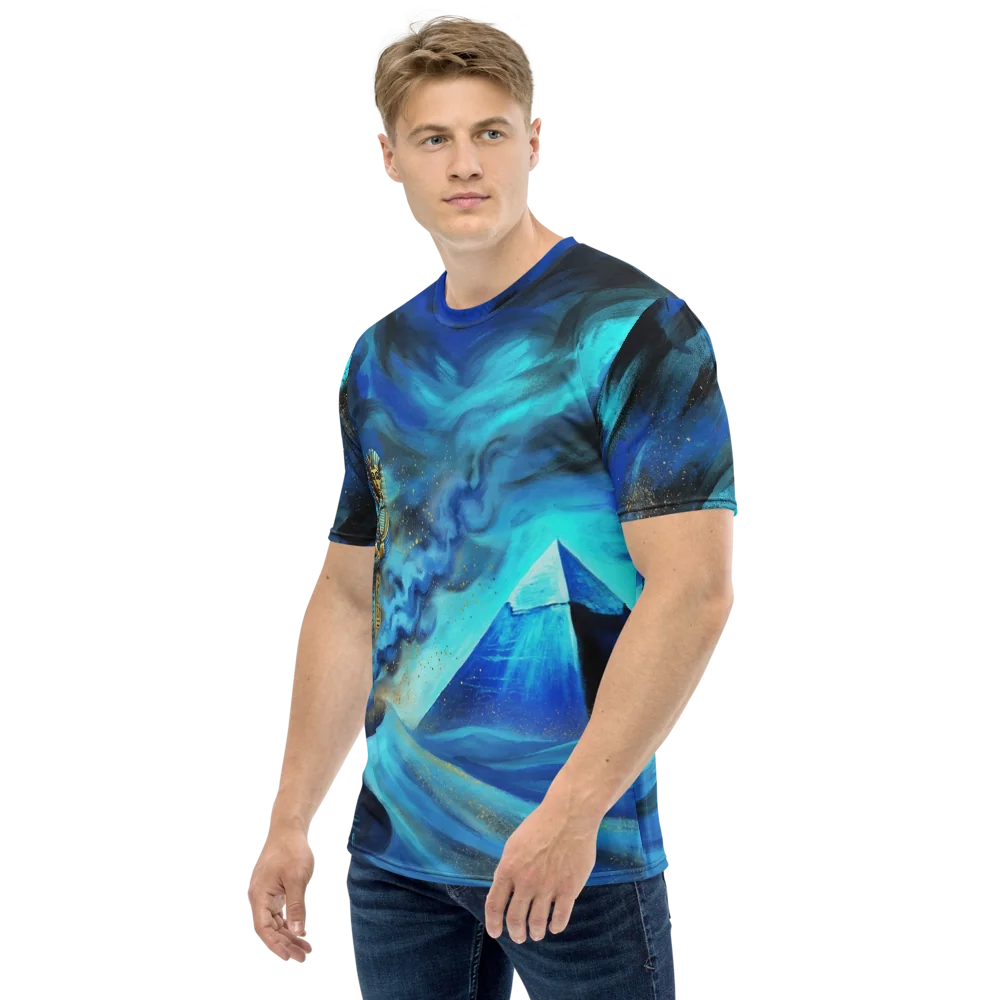 Pharao Pyramide T-Shirt — Aquarell Blau Türkis