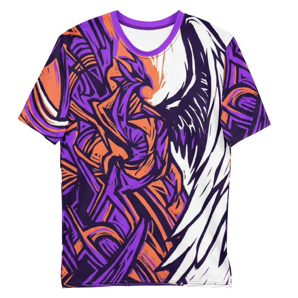 Abstraktes Engelsflügel T-Shirt – Violett & Orange