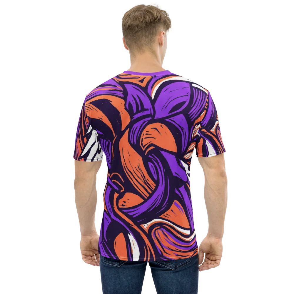 Linocut Flügel T-Shirt — Asymmetrisch Lila Orange