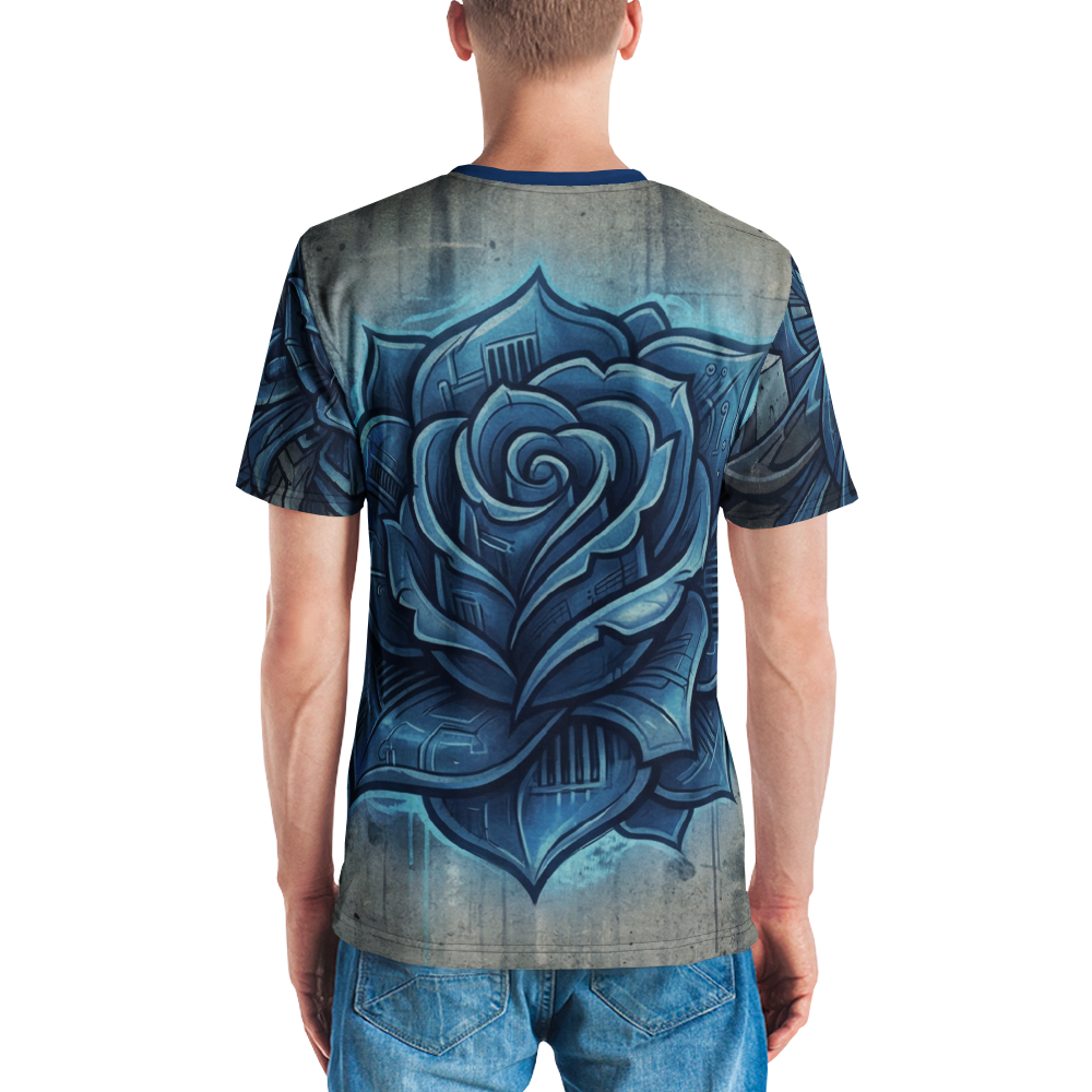 Cyberpunk Rose T-Shirt – Blaue Mechanik — Ansicht 6