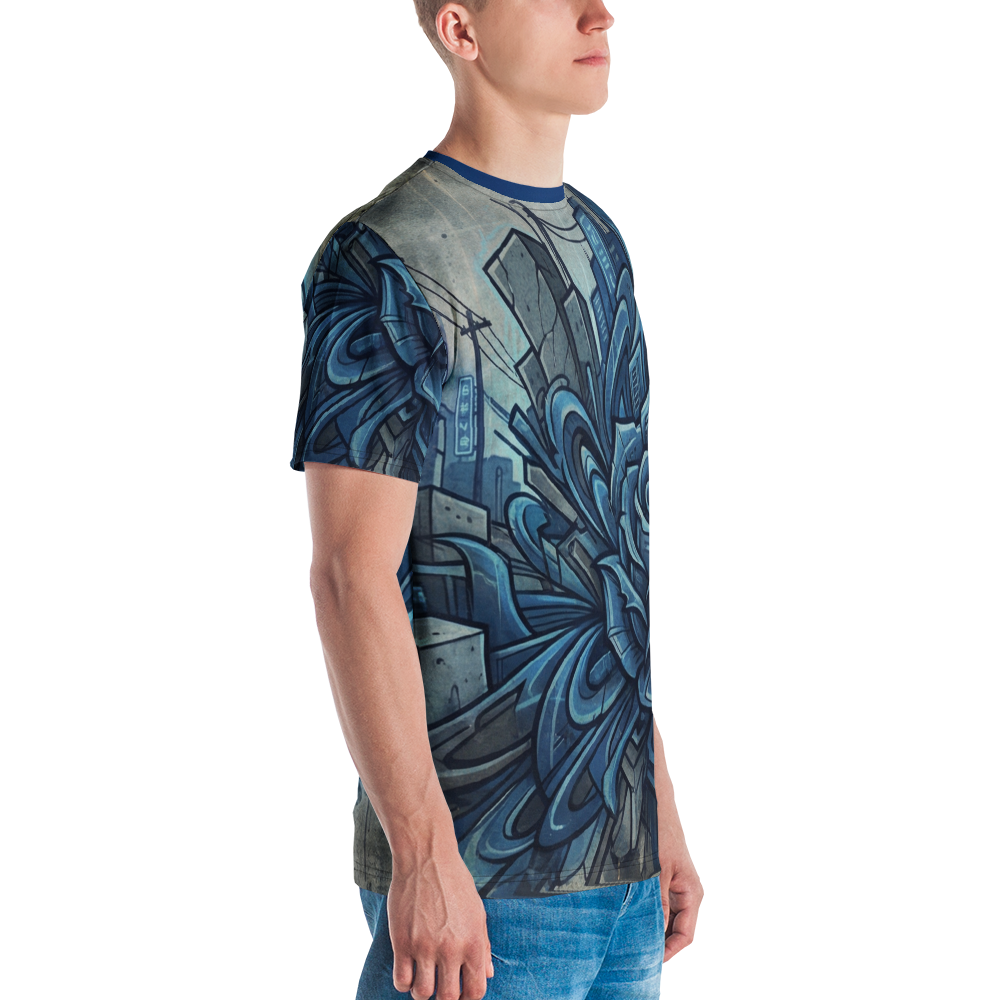 Cyberpunk Rose T-Shirt – Blaue Mechanik — Ansicht 5