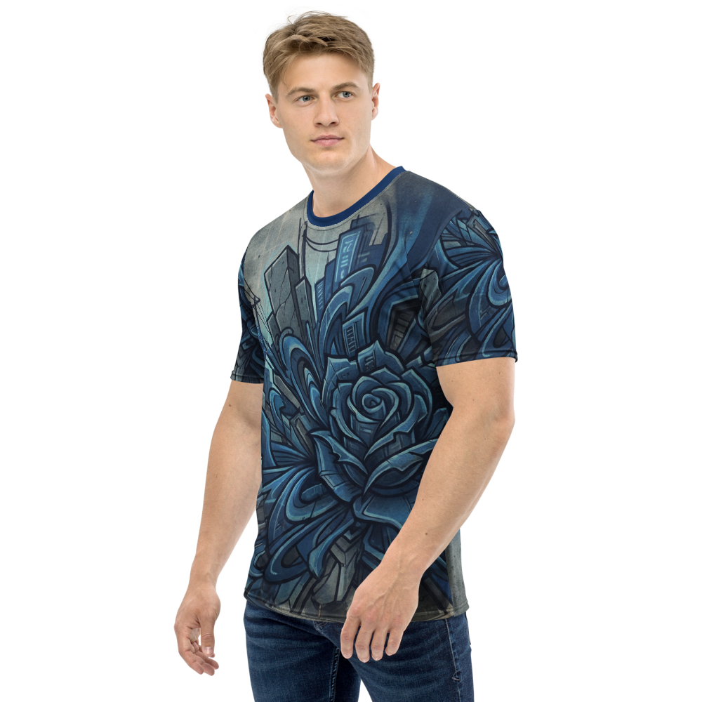Cyberpunk Rose T-Shirt – Blaue Mechanik