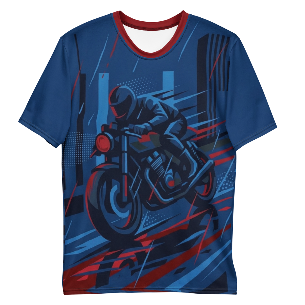 Night Rider Motorrad T-Shirt – Cyberpunk Style