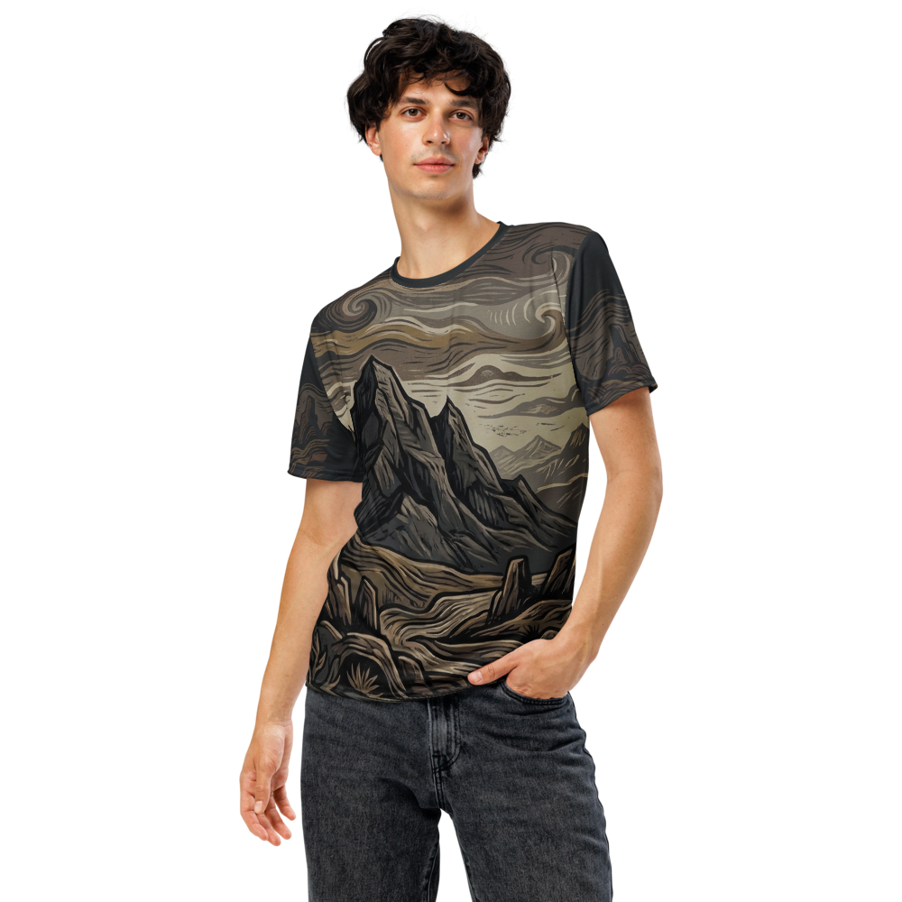 Holzschnitt Berge T-Shirt – Natur pur — Ansicht 5