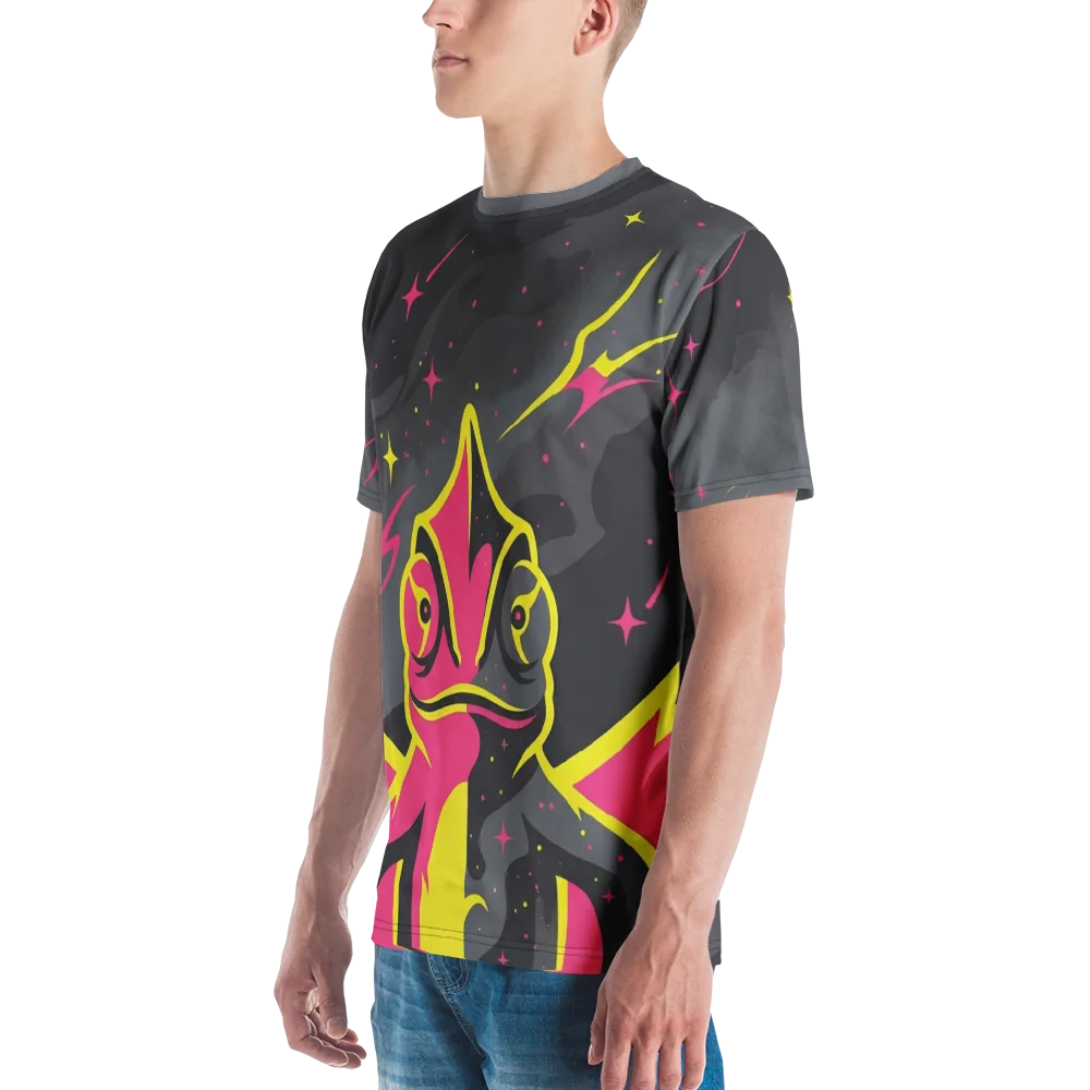 Cosmic Chamäleon T-Shirt — Neon Pink Space — Ansicht 5