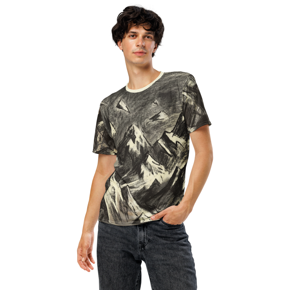 Kohlezeichnung Berge T-Shirt – Surrealer Gipfel — Ansicht 5