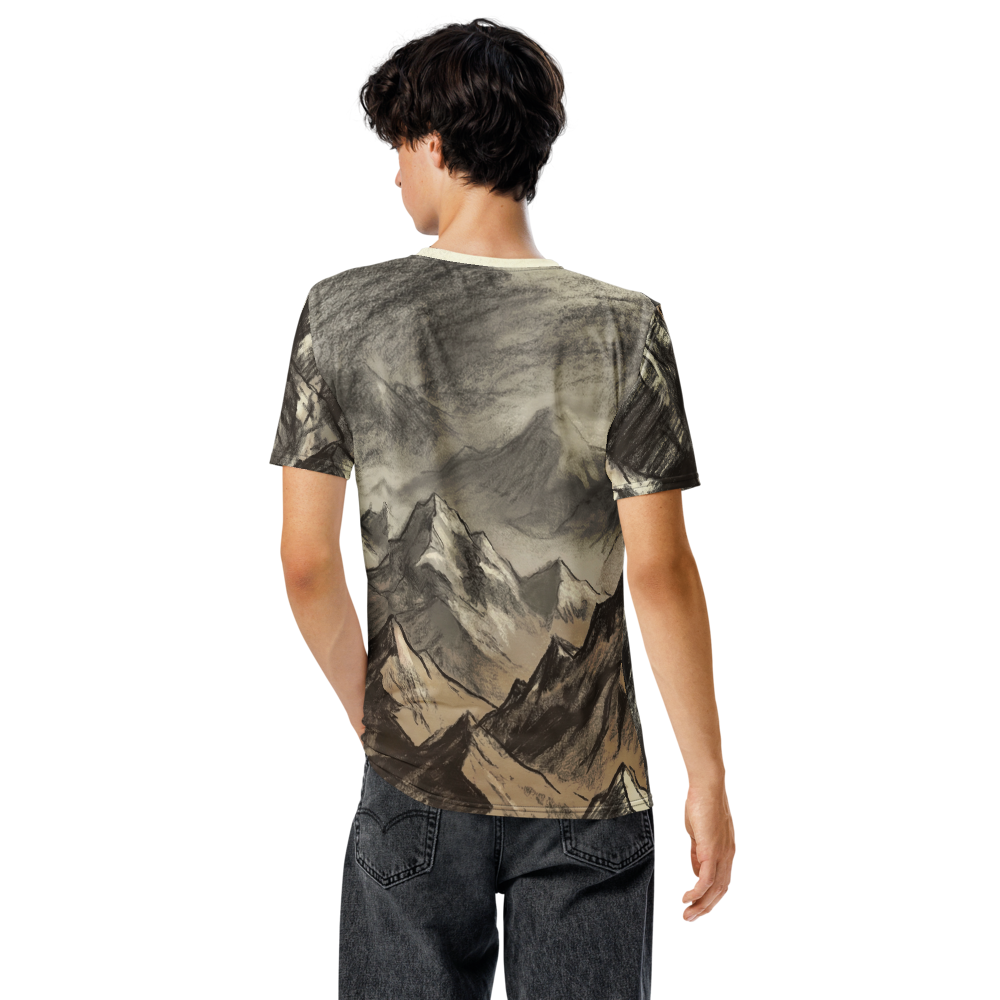 Kohlezeichnung Berge T-Shirt – Surrealer Gipfel — Ansicht 6