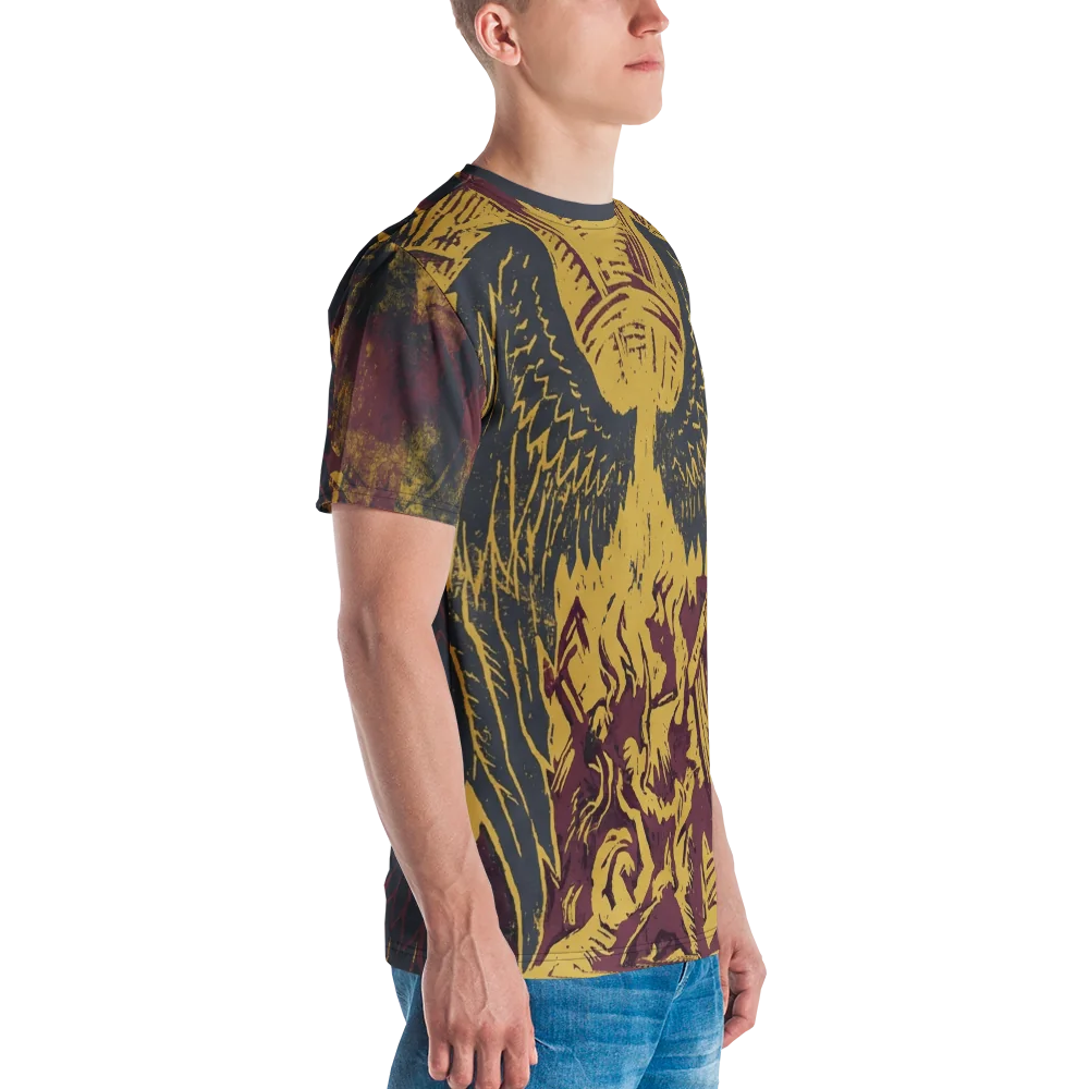 Phoenix-Engel T-Shirt — Holzschnitt Burgundy — Ansicht 6