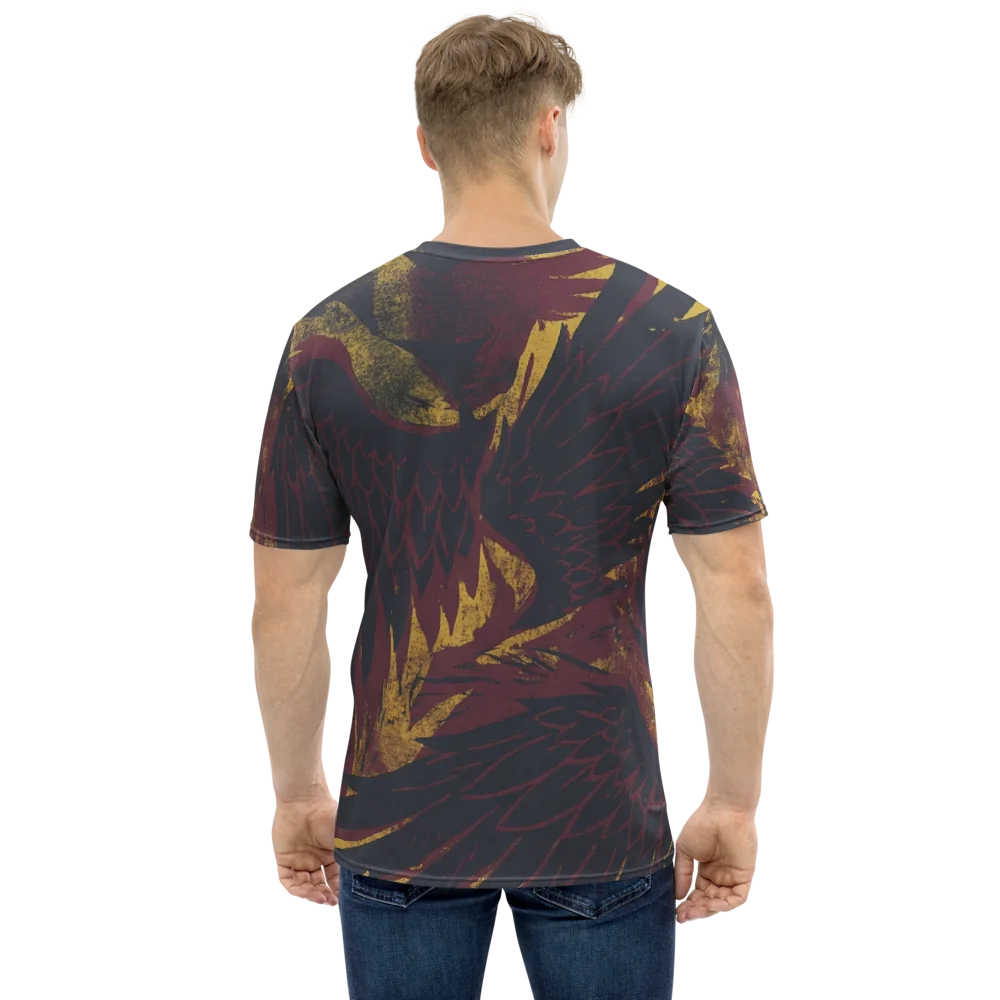 Phoenix-Engel T-Shirt — Holzschnitt Burgundy