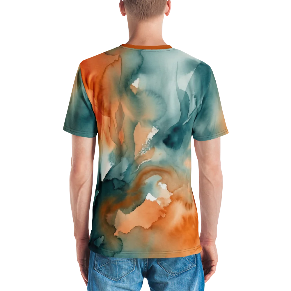 Wikinger Axt T-Shirt — Aquarell Orange Türkis Nordisch — Ansicht 7