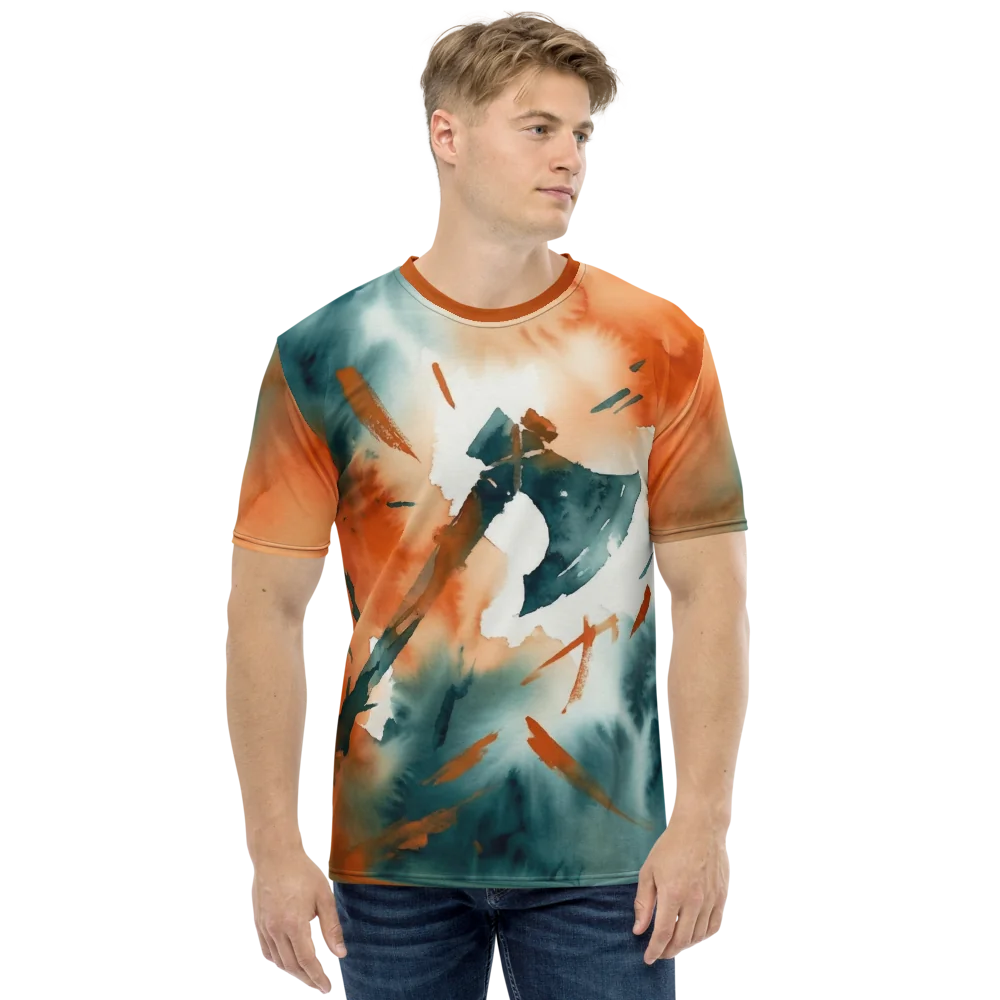 Wikinger Axt T-Shirt — Aquarell Orange Türkis Nordisch — Ansicht 8
