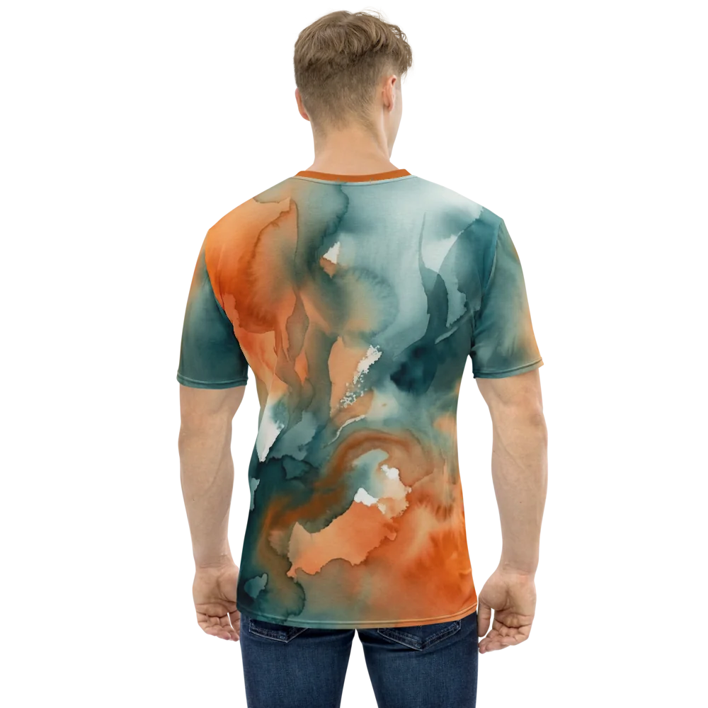 Wikinger Axt T-Shirt — Aquarell Orange Türkis Nordisch — Rückseite