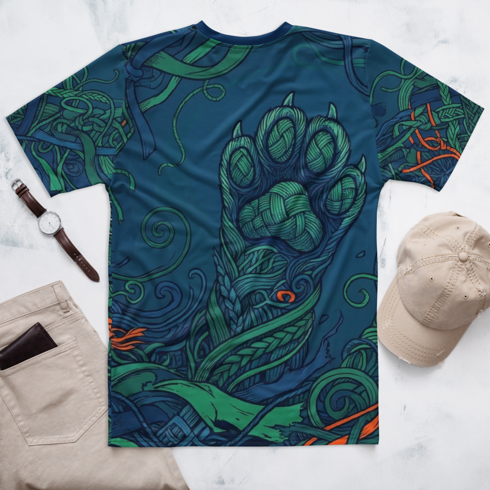 Geflochtene Smaragd-Katze T-Shirt – Mystisches Kunstwerk