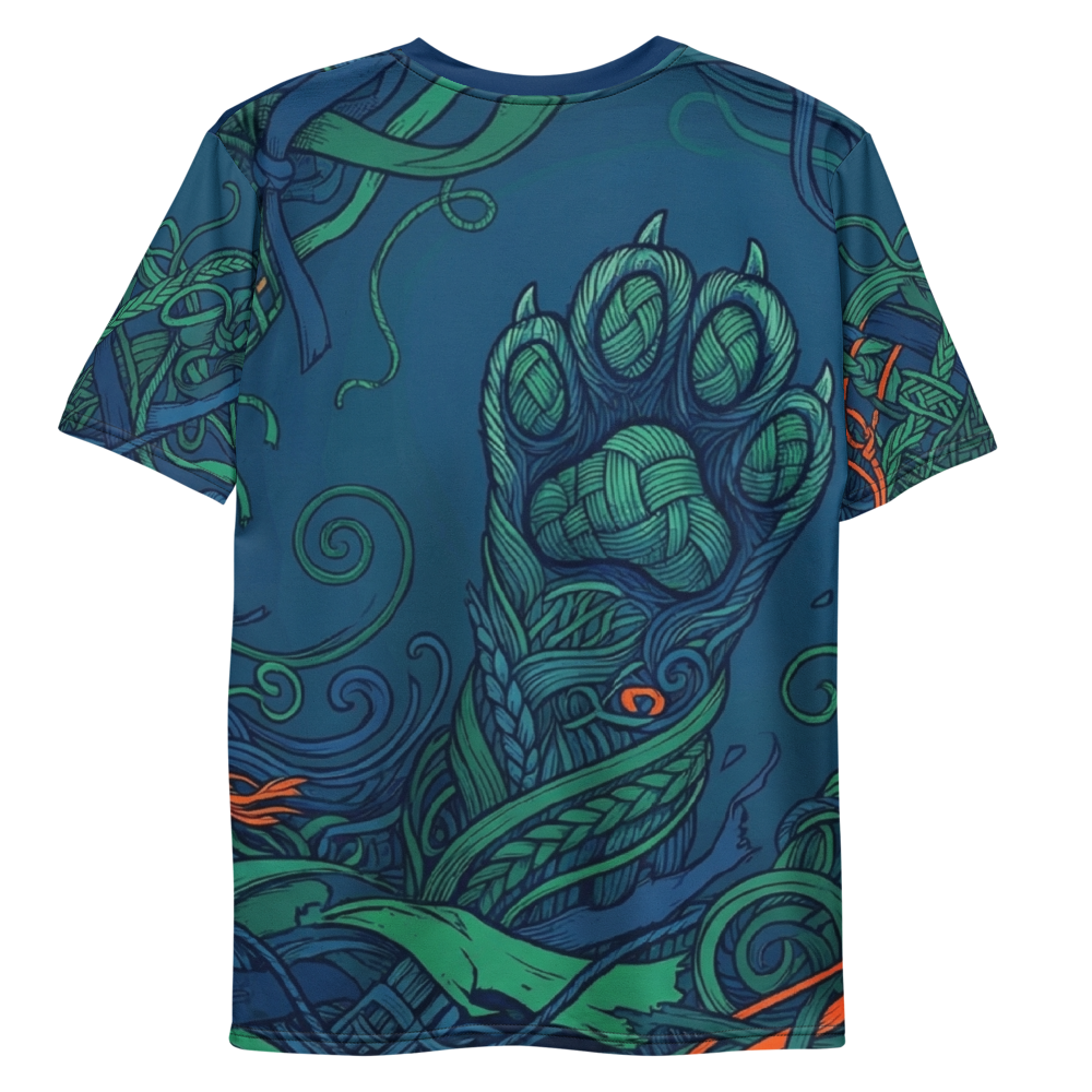 Geflochtene Smaragd-Katze T-Shirt – Mystisches Kunstwerk