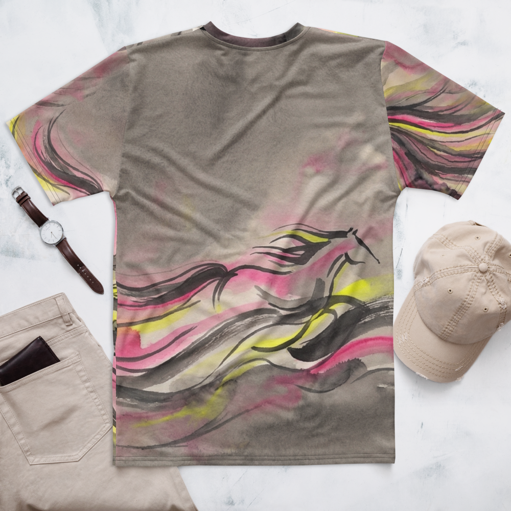 Galopp Pferd Pink Gelb — Tinten-Explosion Aquarell T-Shirt