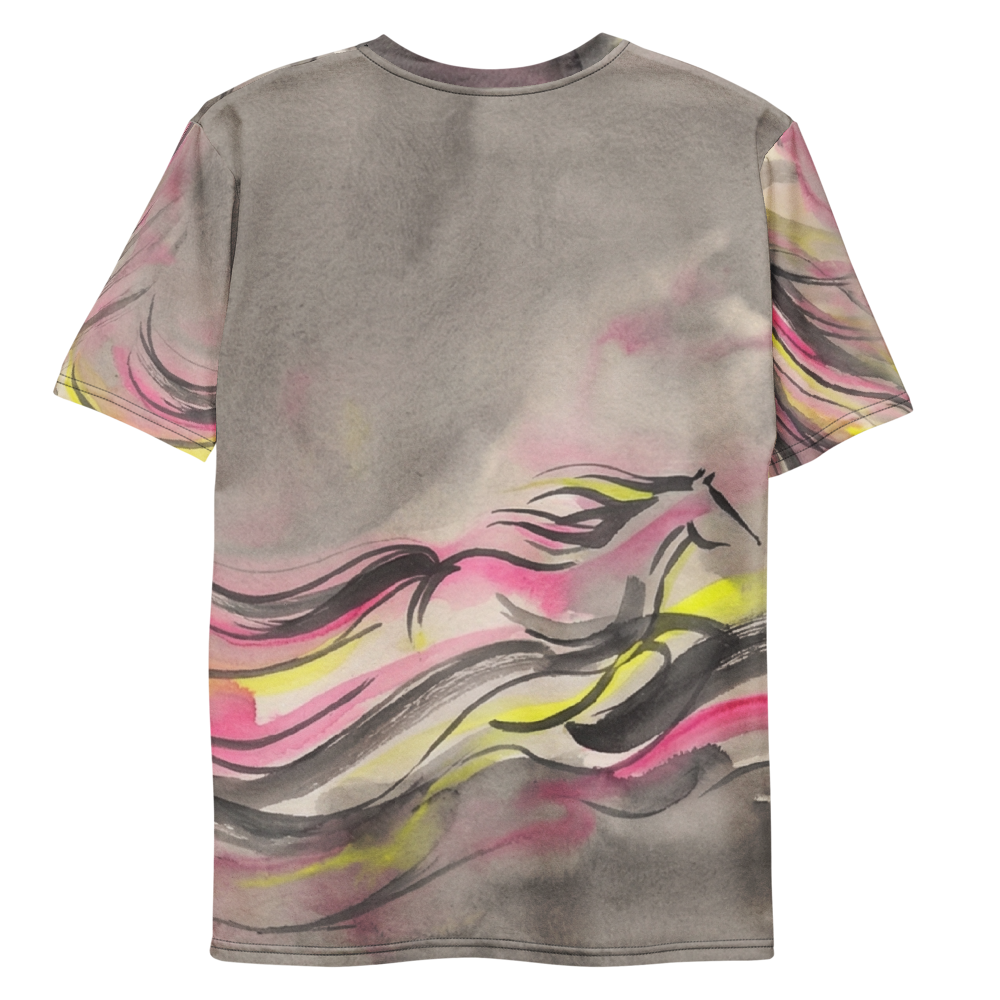 Galopp Pferd Pink Gelb — Tinten-Explosion Aquarell T-Shirt