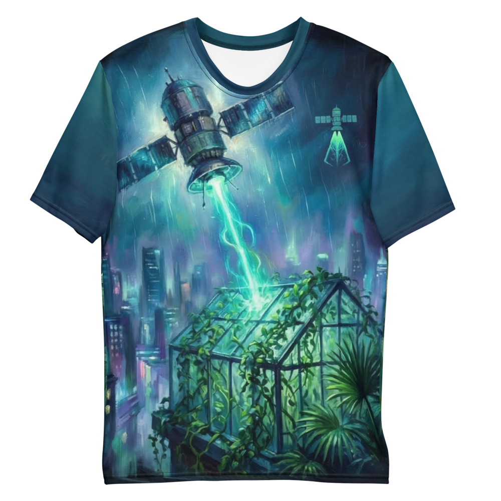 Satelliten Laser Gewächshaus T-Shirt – Cyberpunk Natur