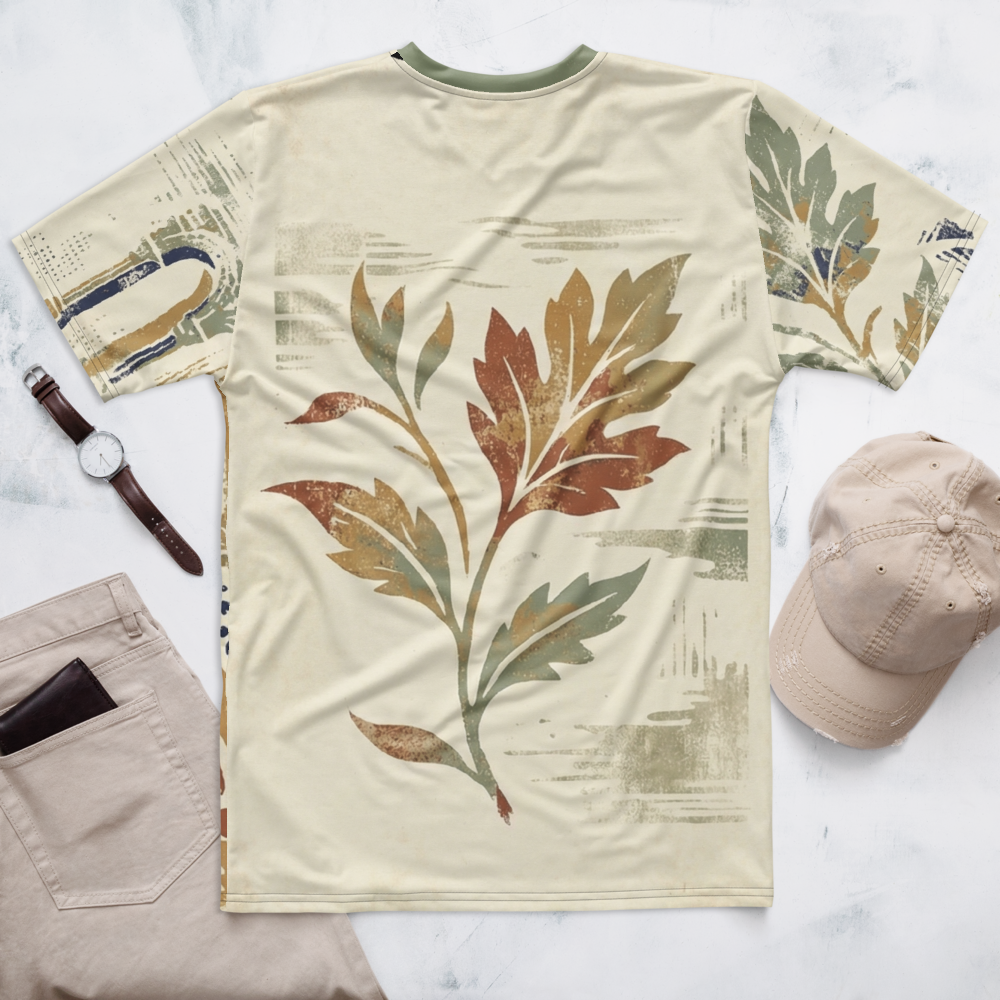 Vintage Floral & Architektur T-Shirt – Erdige Kunst