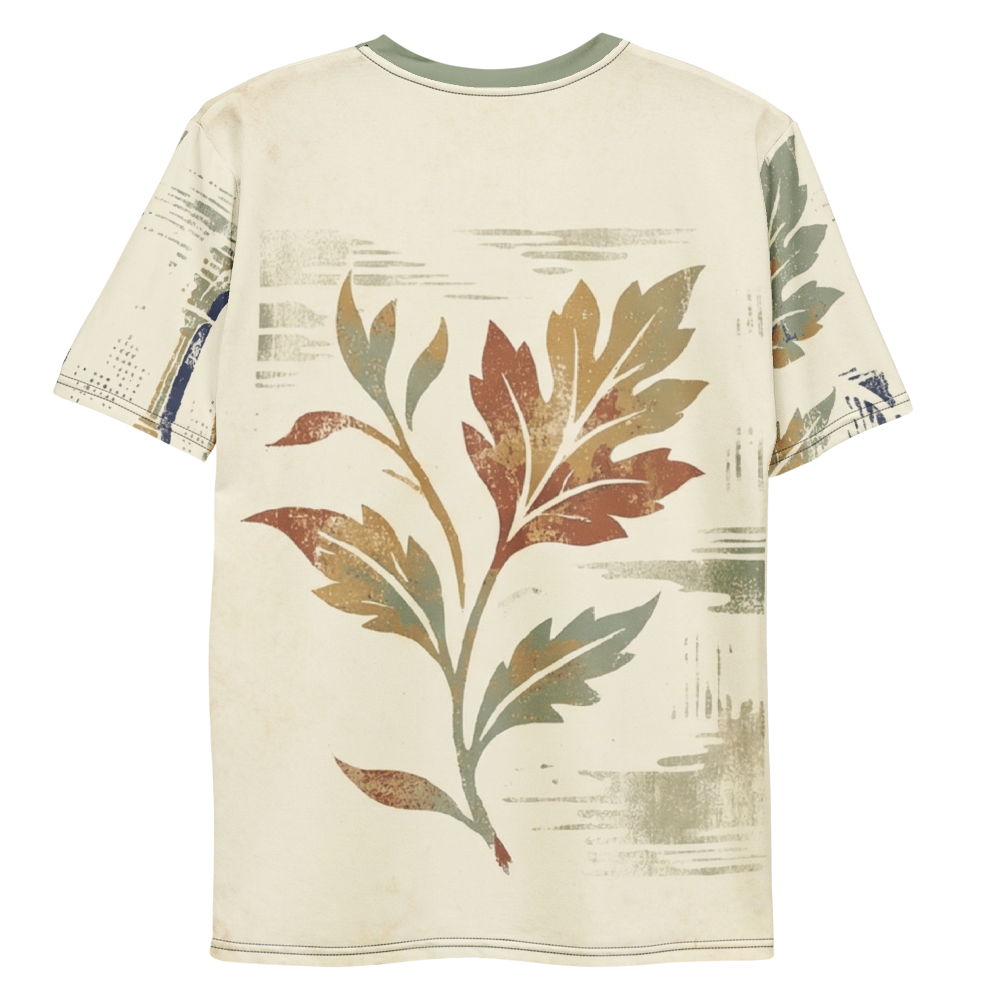 Vintage Floral & Architektur T-Shirt – Erdige Kunst