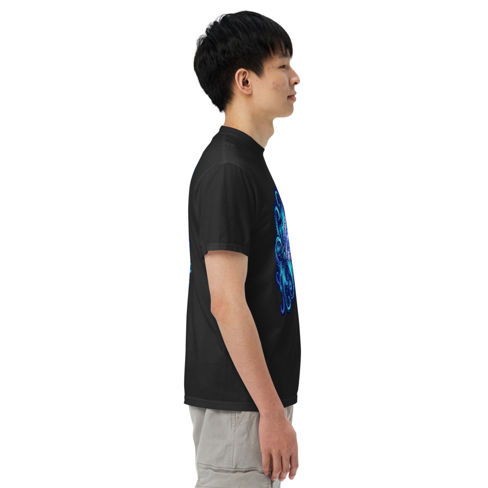 Kristall Tentakel T-Shirt – Blaues Dotwork Design