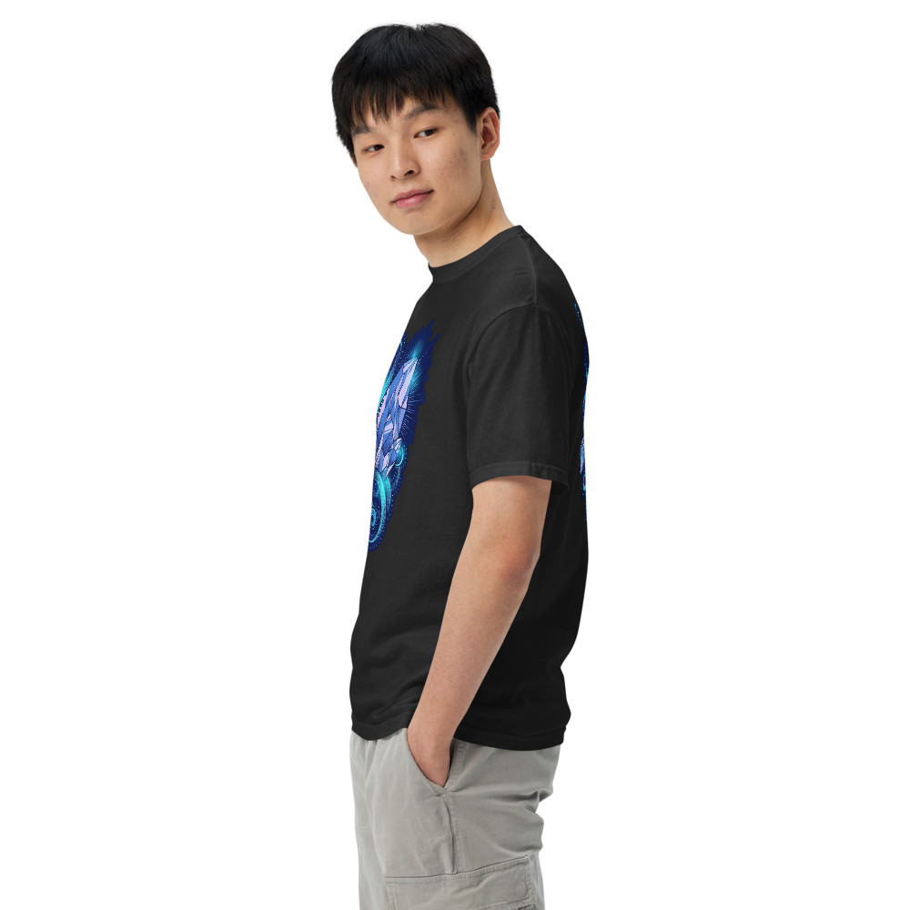 Kristall Tentakel T-Shirt – Blaues Dotwork Design