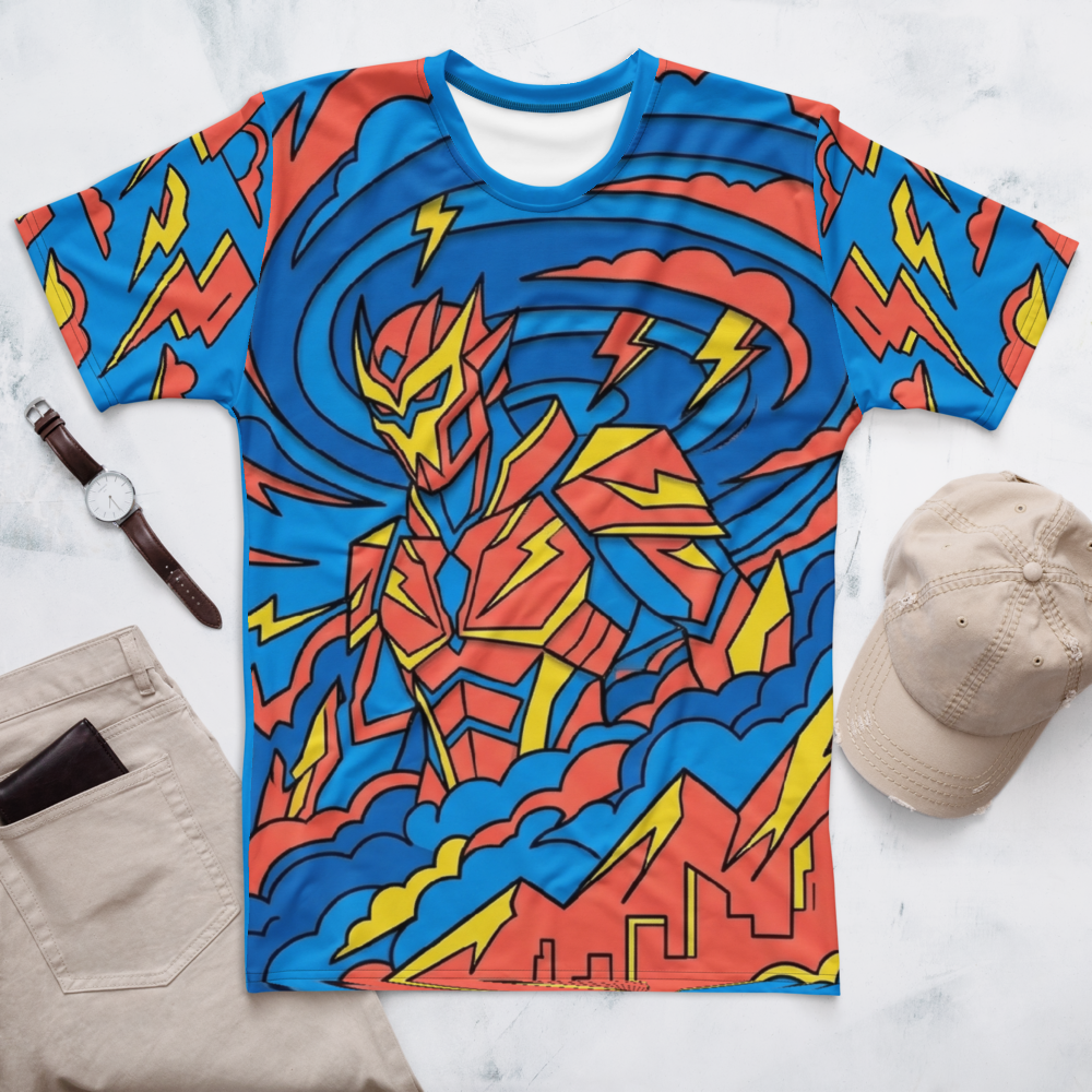 Mecha Krieger im Blitzsturm T-Shirt – Comic Style