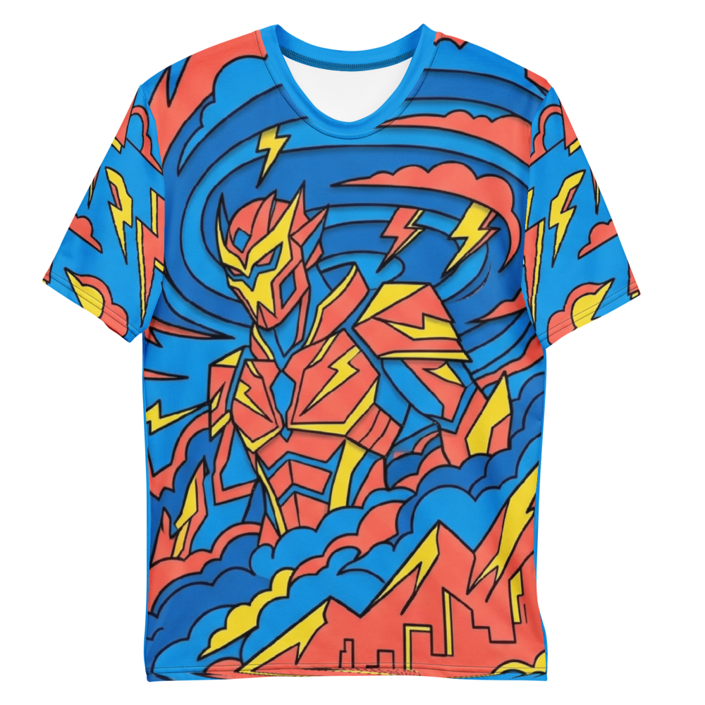 Mecha Krieger im Blitzsturm T-Shirt – Comic Style