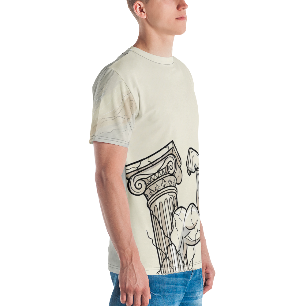 Antike Säule Bizeps Marmor Kraft — Vintage Engraving T-Shirt